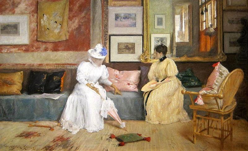 William Merritt Chase A Friendly Call. china oil painting image